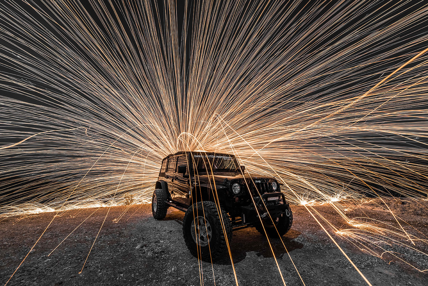 Steel Wool Photography, Jeep Wrangler, Night, Automobile, Adventure Lifestyle Photographer Daniel Britton
